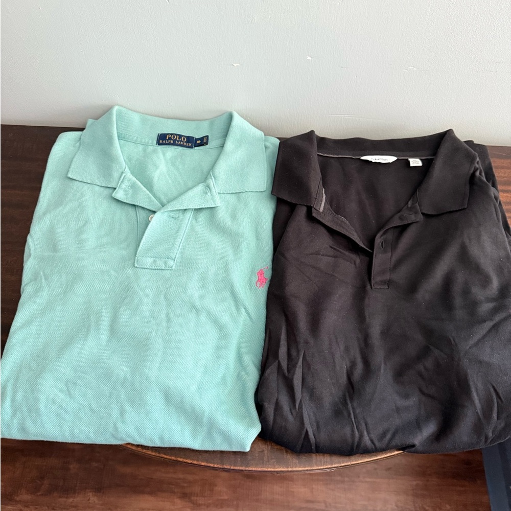Polo by Ralph Lauren Mens Mint Green and Black Calvin Klein Polo Shirts (Bundle)